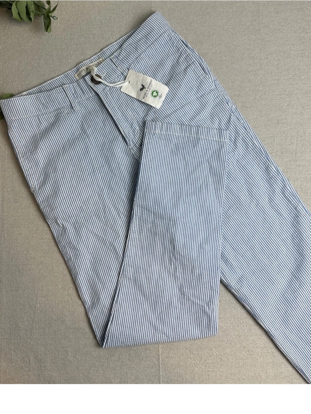 Hope & Henry Boys' Size 10 Seersucker Pants Organic Cotton Blue White Stripe
